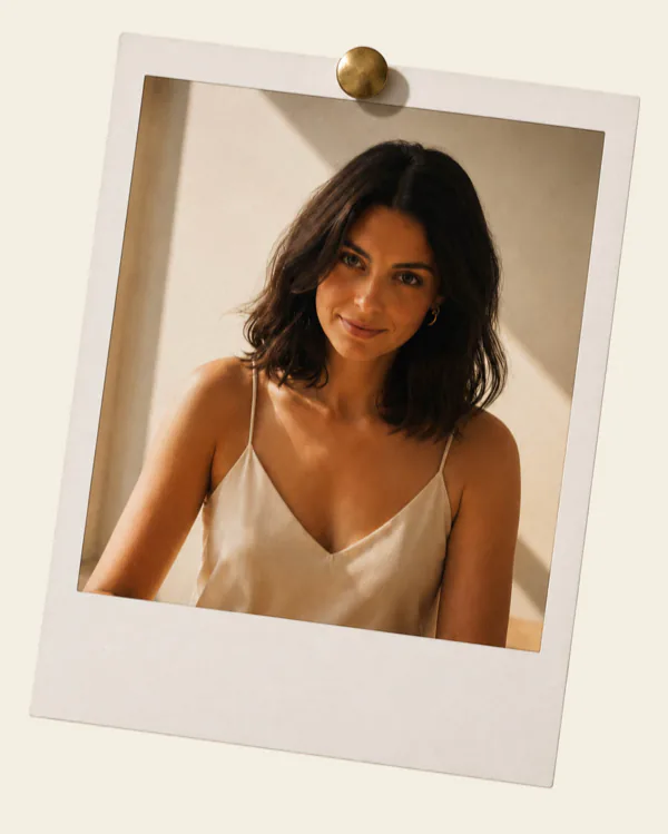 Polaroid portrait of Claire Hayes pinned to the studio wall