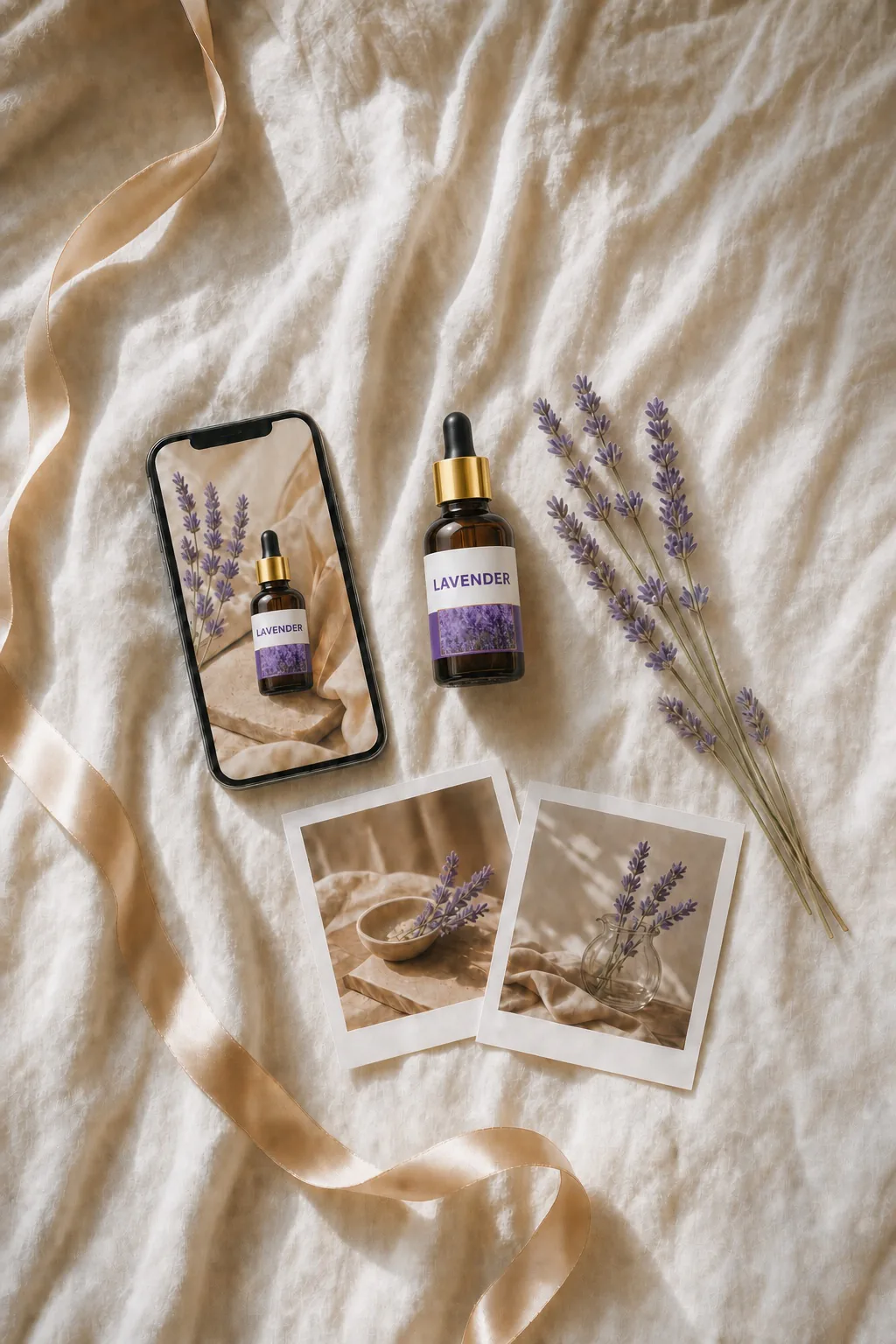 Editorial product flat-lay being styled